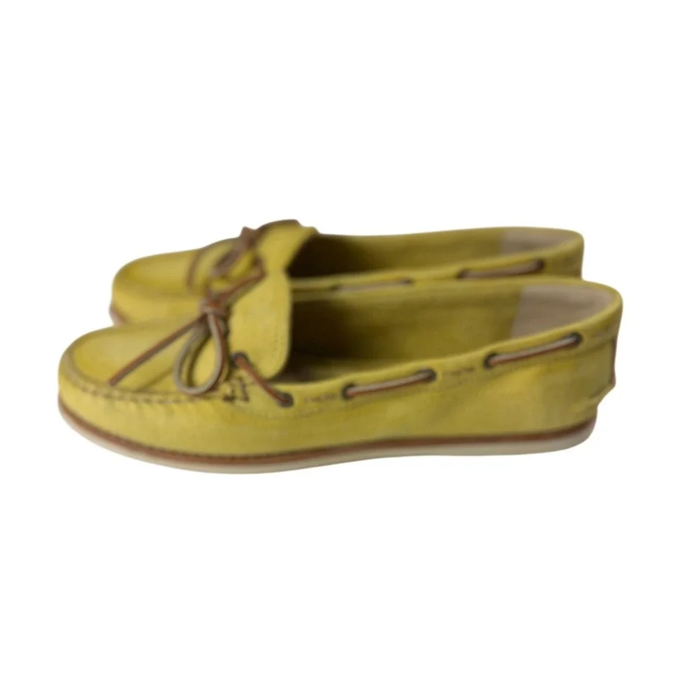 Frye Quincy Tie Yellow Leather Boat Shoes Loafers Mens‎ Size 10M 72548
